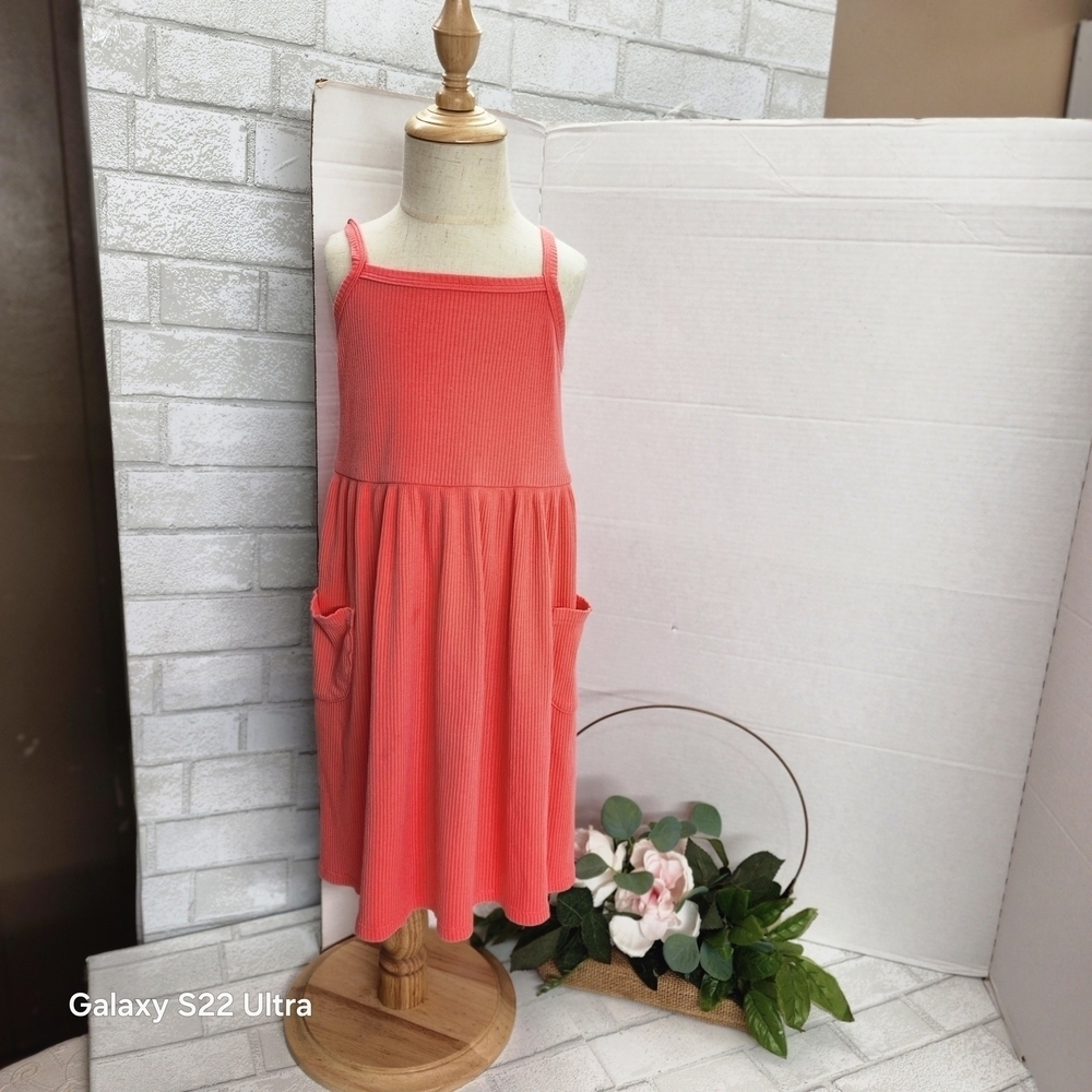 Coral Sleeveless Kids Dress